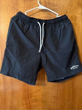 Men’s PacSun Black Swim Trunks with White Drawstring